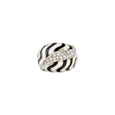 Lot 327 - Gold, Platinum, Diamond and Enamel Zebra Ring, David Webb