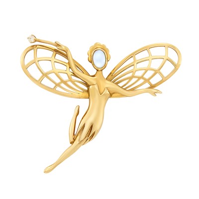 Lot 106 - Gold, Moonstone and Diamond 'Fairy' Brooch, Van Cleef & Arpels