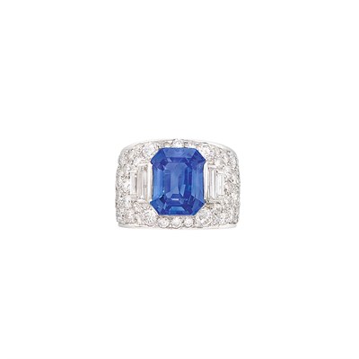 Lot 299 - Platinum, Sapphire and Diamond 'Trombino' Band Ring, Bulgari