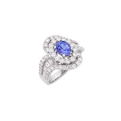 Lot 184 - White Gold, Purple Sapphire and Diamond Ring