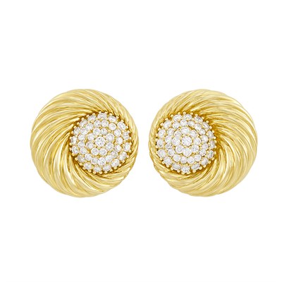 Lot 96 - Pair of Gold and Diamond Earrings