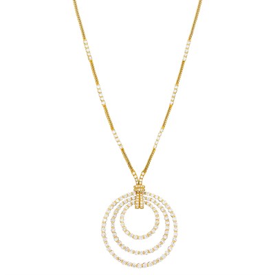 Lot 424 - Gold and Diamond Pendant-Necklace
