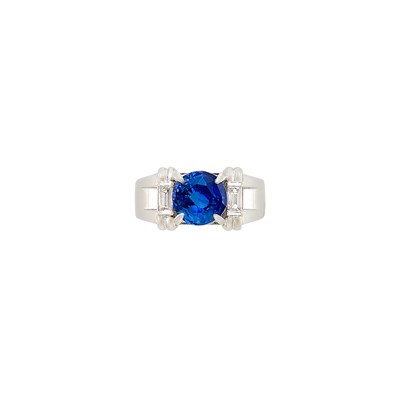 Lot 474 - Platinum, Sapphire and Diamond Ring