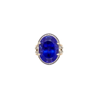 Lot 264 - Two-Color Gold, Tanzanite and Diamond Ring