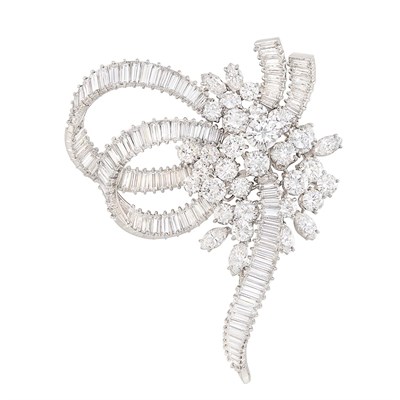Lot 260 - Platinum and Diamond Brooch, France