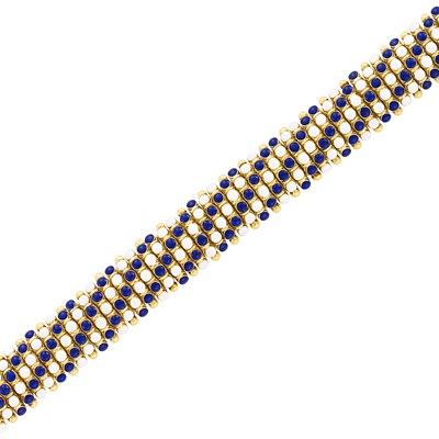 Lot 23 - Gold and White and Blue Enamel Bracelet, Cartier