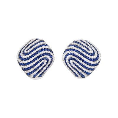 Lot 175 - Pair of White Gold, Sapphire and Diamond Earclips