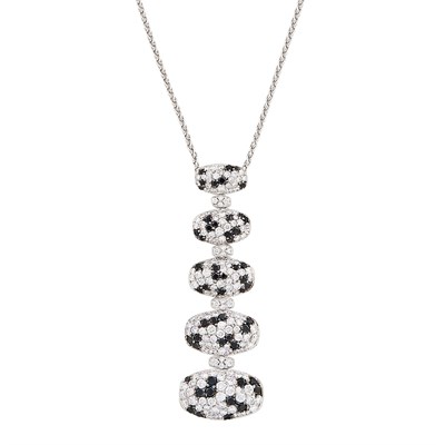 Lot 172 - White Gold, Diamond and Black Diamond Pendant-Necklace, de Grisogono