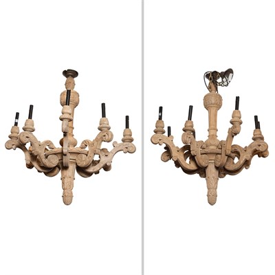 Lot 386 - Pair of Baroque Style Carved Wood Eight-Light...