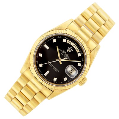 Lot 191 - Gentleman's Gold and Diamond 'Oyster Perpetual Day-Date' Wristwatch, Rolex, Ref. 18238