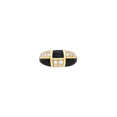 Lot 81 - Gold, Black Onyx and Diamond Bombé Ring, Van Cleef & Arpels, France