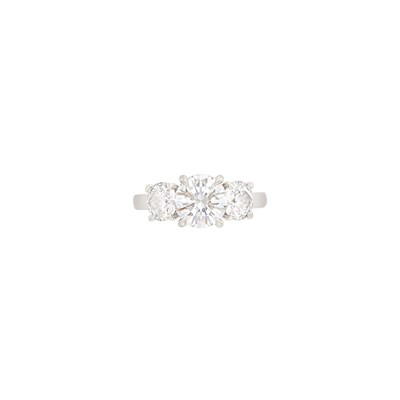 Lot 247 - Platinum and Three Stone Diamond Ring