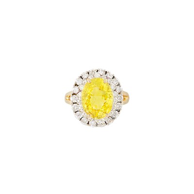 Lot 400 - Gold, Platinum, Yellow Sapphire and Diamond Ring, Oscar Heyman Brothers