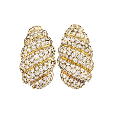 Lot 83 - Pair of Gold and Diamond Bombé Earrings