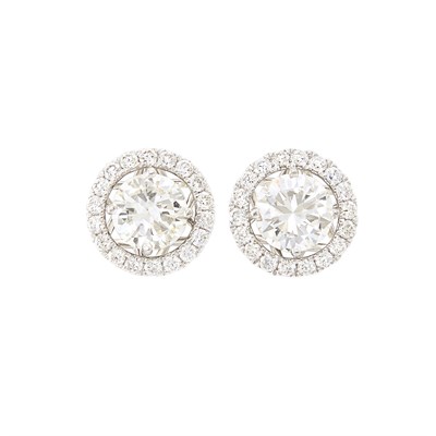 Lot 182 - Pair of White Gold and Diamond Stud Earrings with Jackets