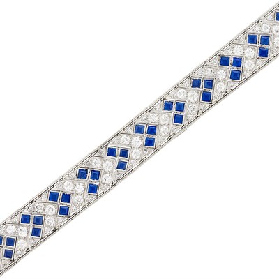 Lot 295 - Platinum, Sapphire and Diamond Bracelet