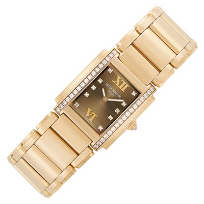 Lot 32 - Rose Gold and Diamond 'Twenty-4' Wristwatch, Patek Philippe, Ref. 4910/11R-010