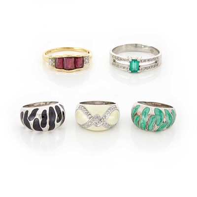 Lot 1637 - Group of Silver and Gold Rings