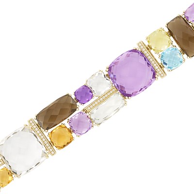 Lot 59 - Gold, Colored Stone and Diamond Bracelet