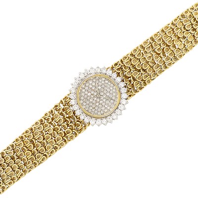 Lot 363 - Two-Color Gold and Diamond Wristwatch, Bueche Girod