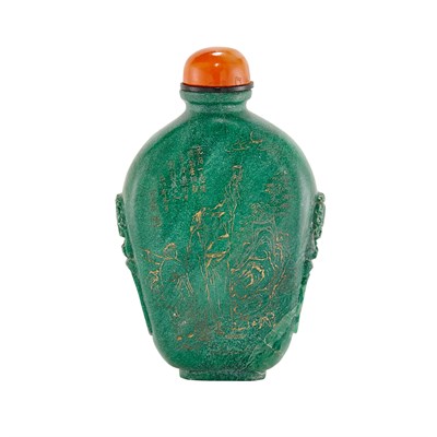 Lot 195 - Chinese Malachite Like Green Hardstone Snuff...