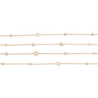 Lot 142 - Long Rose Gold and Diamond Chain Necklace