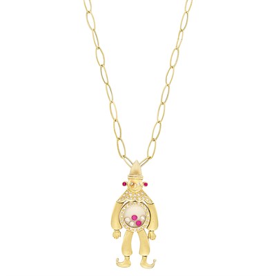 Lot 213 - Gold, Diamond and Ruby Clown Pendant with Chain Necklace