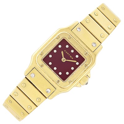 Lot 371 - Lady's Gold and Diamond 'Santos' Wristwatch, Cartier