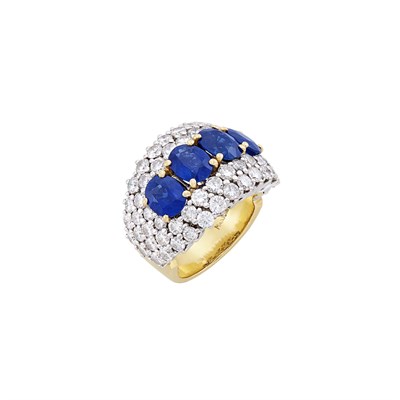 Lot 199 - Two-Color Gold, Sapphire and Diamond Ring, Massoni