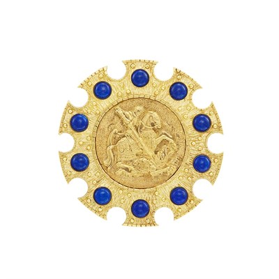 Lot 13 - Gold and Lapis Pendant-Brooch, Cartier