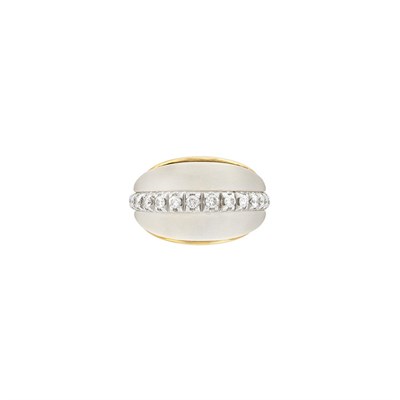 Lot 35 - Two-Color Gold, Frosted Rock Crystal and Diamond Dome Ring, Van Cleef & Arpels, France