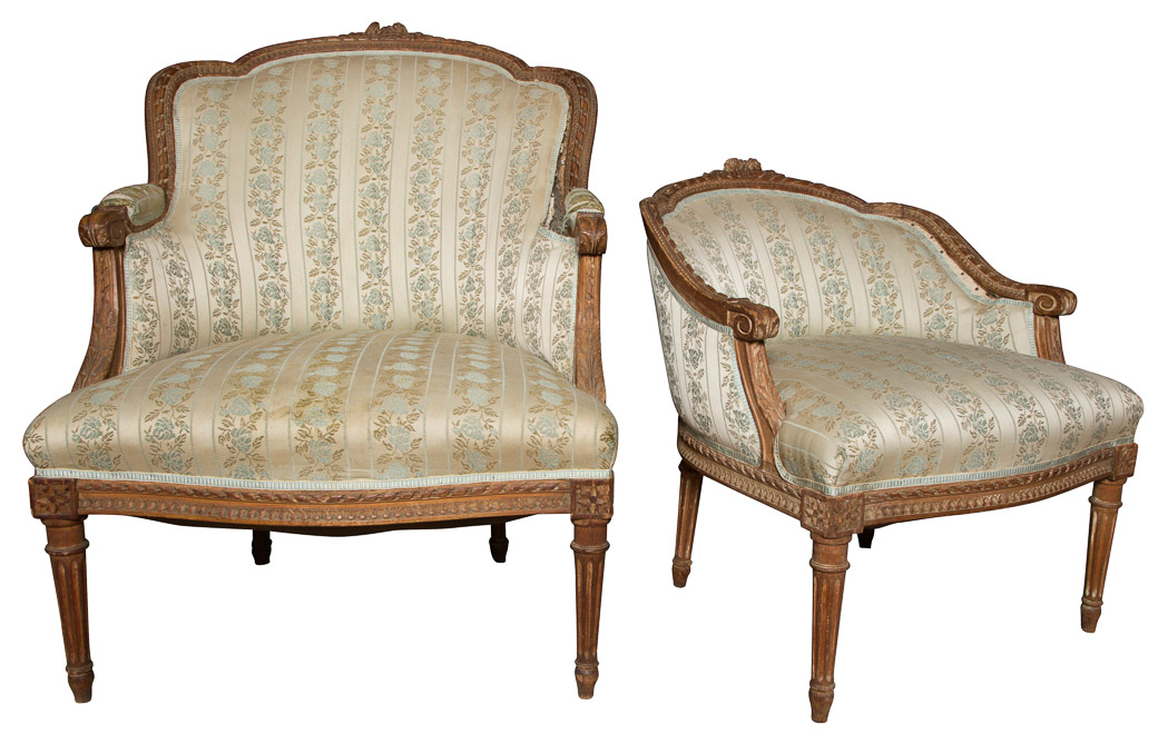 Lot 446 - Louis XVI Style Upholstered Carved Beechwood...