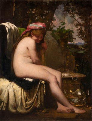 Lot 76 - Domenico Morelli Italian, 1826-1901 A Lady at...