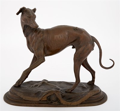Lot 282 - Patinated Bronze Figure of a Greyhound with a...