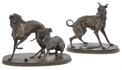 Lot 162 - Two Bronze Groups of Dogs Cast after the model...