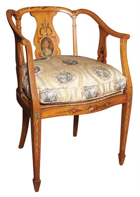 Lot 123 - Edwardian Polychrome Painted Satinwood and...