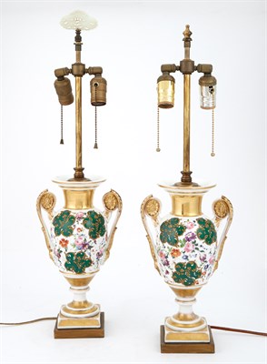 Lot 116 - Pair of Paris Porcelain Two-Handled Vases as...