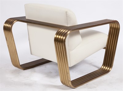 Lot 323 - Jay Spectre Gilt-Metal Leather Upholstered...