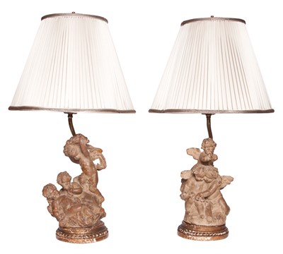 Lot 132 - Pair of French Terra Cotta Figure Groups of...