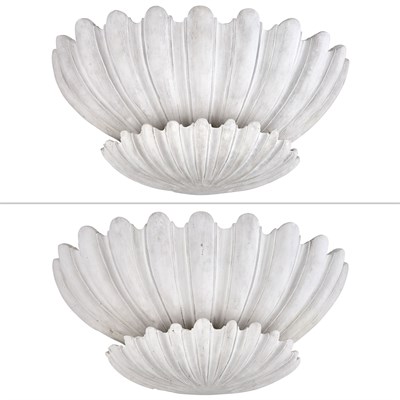Lot 164 - Pair of Plaster Shell Form Sconces After Serge...
