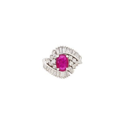 Lot 420 - Platinum, Ruby and Diamond Ring