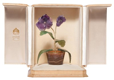 Lot 307 - Hardstone Study of a Violet In the style of...