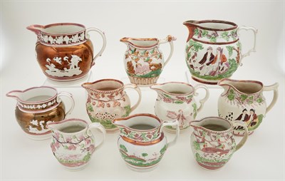 Lot 370 - Group of Ten English Lustreware Pottery Jugs...