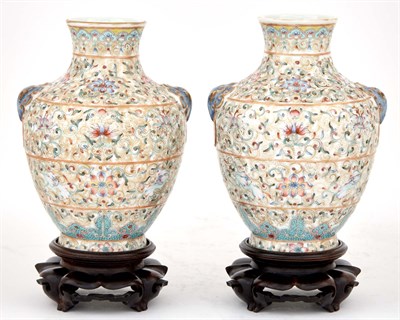 Lot 163 - Pair of Chinese Famille Rose Porcelain Vases...