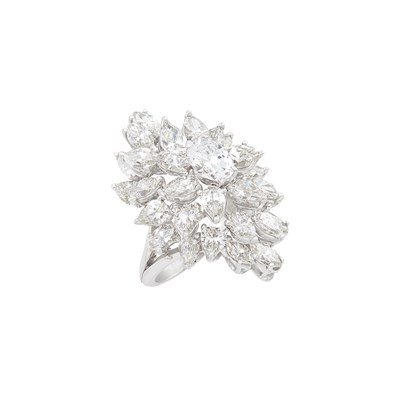 Lot 340 - Platinum and Diamond Cluster Ring