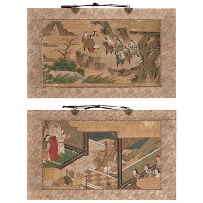 Lot 337 - Two Japanese Paintings on Paper Tosa-E Height...