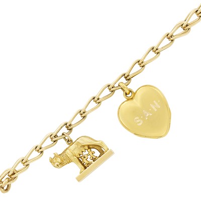 Lot 18 - Gold and High Karat Gold Charm Bracelet
