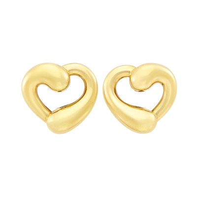 Lot 326 - Pair of Gold Heart Earclips