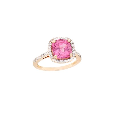 Lot 87 - Two-Color Gold, Pink Spinel and Diamond Ring