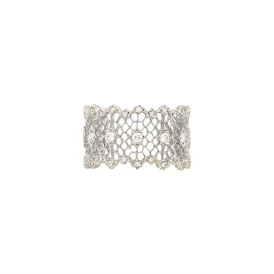 Lot 411 - White Gold and Diamond 'Tulle Broccato' Ring, Buccellati